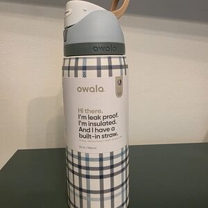Insulated Water Bottle — Blue Plaid